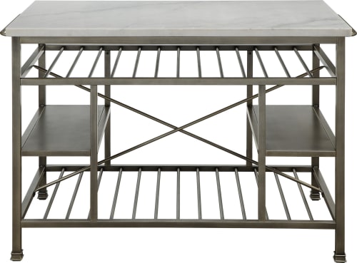 Lanzo Kitchen Island (Counter), Marble & Antique Pewter 98402