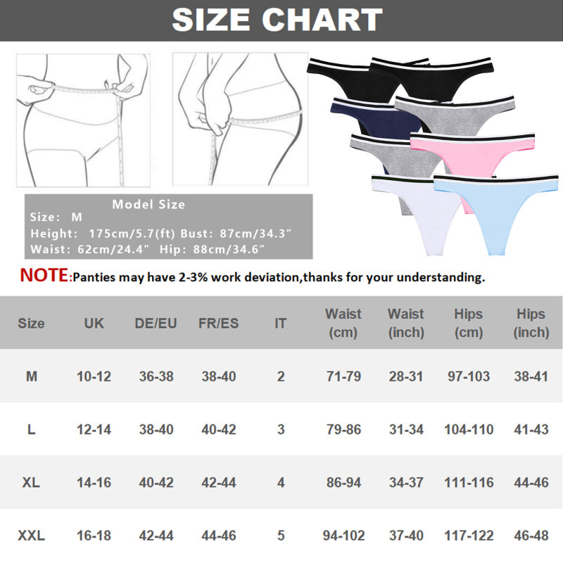 Women's Cotton Thongs Low Rise Breathable Comfortable Underwear