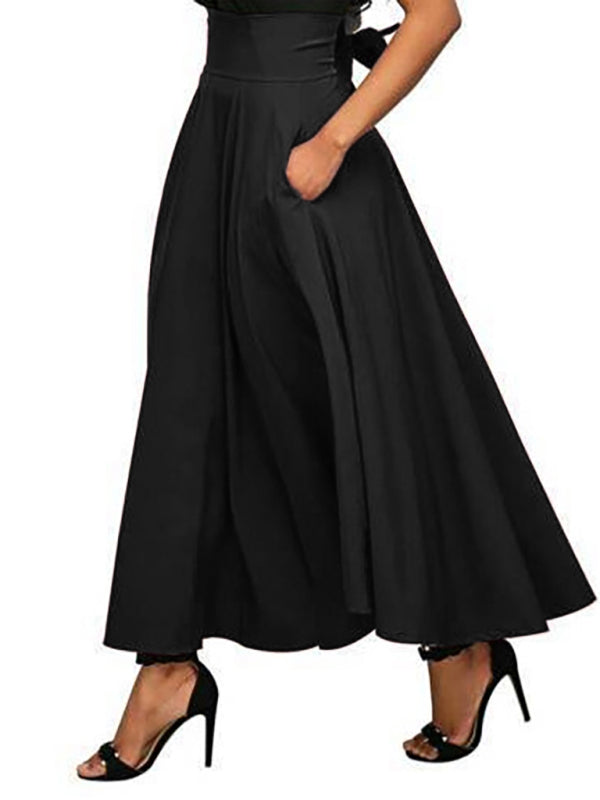 Women's High Waist Lace Up Skirt