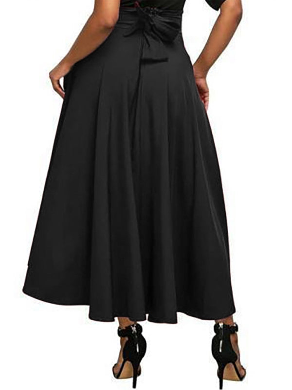 Women's High Waist Lace Up Skirt