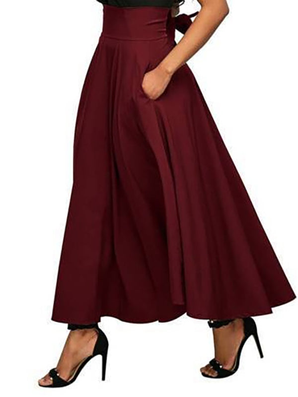 Women's High Waist Lace Up Skirt